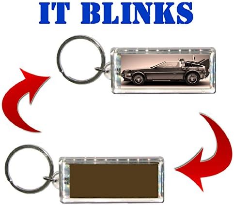 Back To The Future Delorean Time Machine DMC Blinking Solar Keychain No Batteries Ever Needed