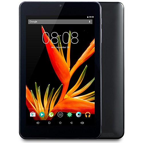 Alldaymall A88T Pro 7'' Tablet, 64 bits Quad Core, HD 1920x1200 IPS Display, 1GB RAM 16GB Flash, Android 5.1 Lollipop, Black