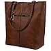 YALUXE Women's Vintage Style Leather Work Tote Shoulder Bag (UPGRADED 2.0) Deep Brown