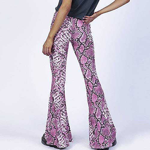 51pVDtb9 7L OUFour Mujeres Cuerno Pantalones Moda Piel de Serpiente Impresión Pantalón Cintura Alta Largo Pants OUFour Mujeres Cuerno Pantalones Moda Piel de Serpiente Impresión Pantalón Cintura Alta Largo Pants - Imagen 5
