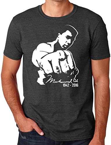 Crazy Happy Tees Men's Mohamed Ali Punch 1942-2016 T-shirt Dark gray