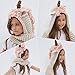 Tacobear Crochet Cartoon Unicorn Winter Hat with Scarf Pocket Hooded Knitting Beanie for Girls, Beige, One Size