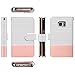 ULAK Galaxy S7 Wallet Case, Magnetic Premium PU Leather Flip Stand Folio Cover with Built-in 9 Slots and Wrist Strap for Samsung Galaxy S7 (5.1 inch) 2016 Release (Pink + White) Will not Fit S7 Edge