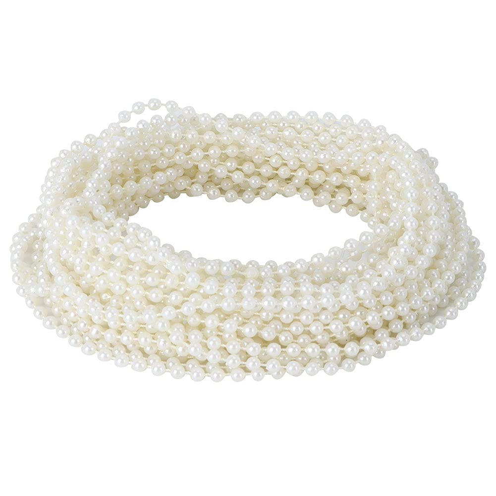 10m Pearl Bead String Ornaments Chain Cotton Line Bead Garlands Imitation Bead Decorative String for Wedding Baby Crafts Birthday Ornament (4mm)