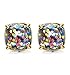 LOYALLOOK Womens Stainless Steel Gold Post Stud Earrings Multi-Color Square Stone Ear Piercing Earrings Golden Tone