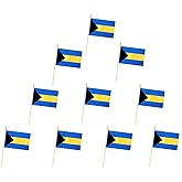 10 Pack Bahamas Flags -BS Handheld Flag- 5x8 in,Bahama Mini Flag. Suitable For Party Decorations, Store Displays, Bar Decorations And National Day Parades.