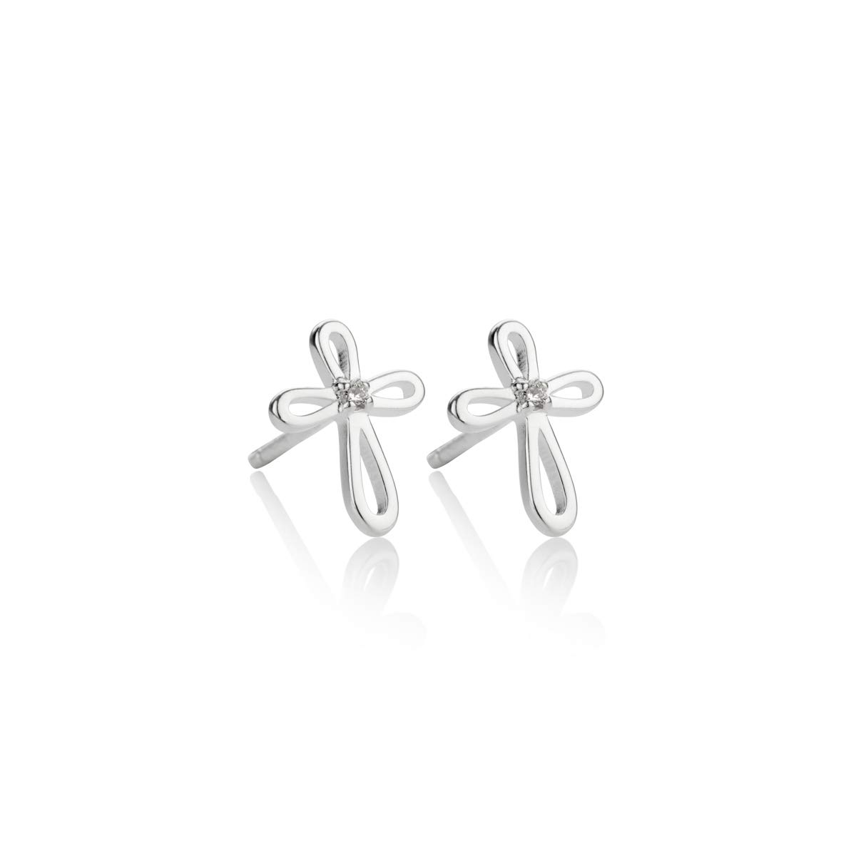 Molly Brown London Hypoallergenic Sterling Silver Cherish Diamond Cross Earrings. Ideal for Holy Communion Gifts for Girls, Flower Girl and Bridesmaids Gifts