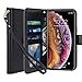 LK Case for iPhone Xs Max, [Wrist Strap] Luxury PU Leather Wallet Flip Protective Case Cover with Card Slots and Stand for Apple iPhone Xs Max (Black)