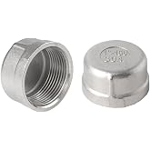 Pysrych Round End Pipe Cap 3/4" NPT Female Cast Stainless Steel 304 2pcs