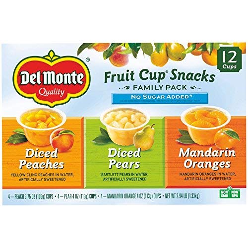 Del Monte No Sugar Added Fruit Cup Variety Pack (Peaches, Pears