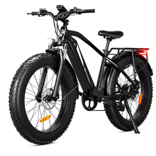D6 Bicicleta Eléctrica, 26x4” Bici Electrica Adultos Montaña, Batería de 48V 15Ah, Motor 250W, 7 Velocidades, Horquilla de Suspensión, Frenos de Disco Hidráulicos (Negro)
