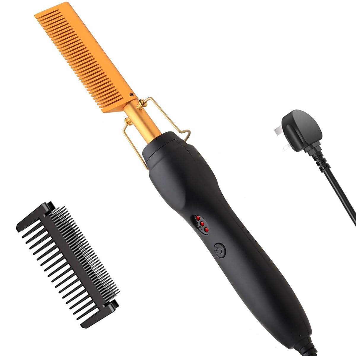 Hot Comb Hair Straightener Electric Straightening Comb, Fast Heating Premium Golden Titanium Ceramic Beard Straightener Brush Anti-Scald Beard Straightener