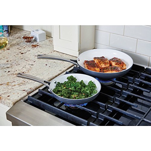 Calphalon 2 Piece Classic Ceramic Nonstick Omelet Chef Pan Set, Grey