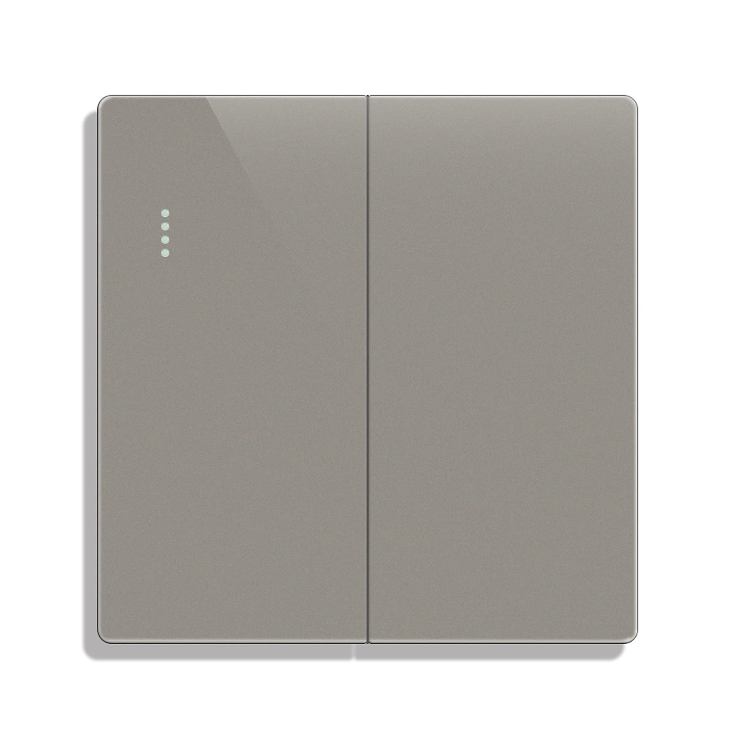 CNBINGO Big Rocker Button Switch with Phosphor Dots, Modern Matte Grey Wall Plate, Electrical Double Light Switch, 2 Gang 2 Way, 16A 250V