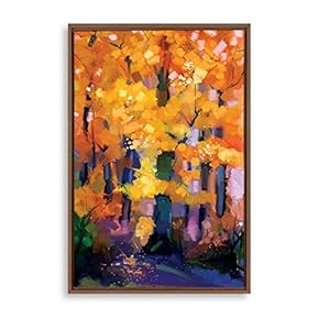 Framed Canvas Wall Art for Living Room, Bedroom Beautiful Gold Forest Canvas Prints for Home Decoration Ready to Hanging - 16x24 inches