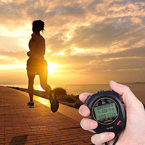 PULIVIA Stopwatch 30 Lap Split Memory Digital Sports Stopwatch Countdown Timer 12/24 Hour Clock Alarm Calendar with Pace Mode 3 Rows Display Large Screen Water Resistant Battery Included for Sports - Thumbnail 4
