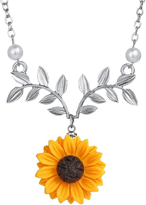 Bracet Sweet Sunflower Pearl Leaf Pendat Necklace Resin Daisy Flower Clavicular Chain Fashion Jewelry for Women