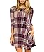 Yobecho Womens Plaid Stripe Swing Tunic Dress Casual Loose 3/4 Sleeve T-shirt Dress with Pockets