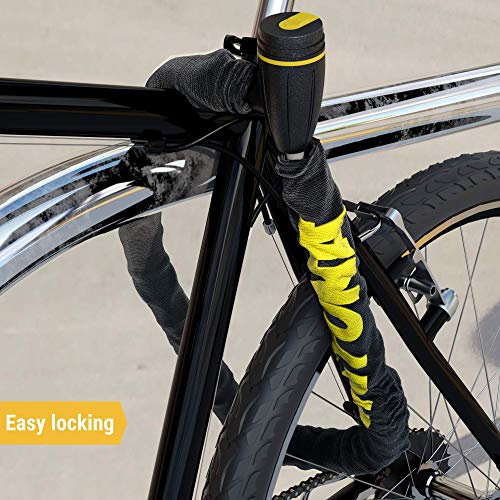 SIGTUNA Chain Locks - Heavy Duty 8mm Bike Chain Lock with Key, 35 Inch Hardened Steel Links and a Protective Nylon Sleeve for Road and Mountain Bicycle Security - Thumbnail 2