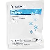 HALYARD Instant Cold Pack Disposable Cold Compress Ice Packs for Swelling Injuries Toothaches Sprains Strains 6.5 x 8.5 Inches, 24 Packs Per Case - 51786