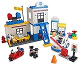 Play Build Police Station Building Blocks Set – 95 Pieces – Includes Police Department, Car, Motorcycle, Jail Cell, Police Officer & Robber Minifigures, Dog & Accessories