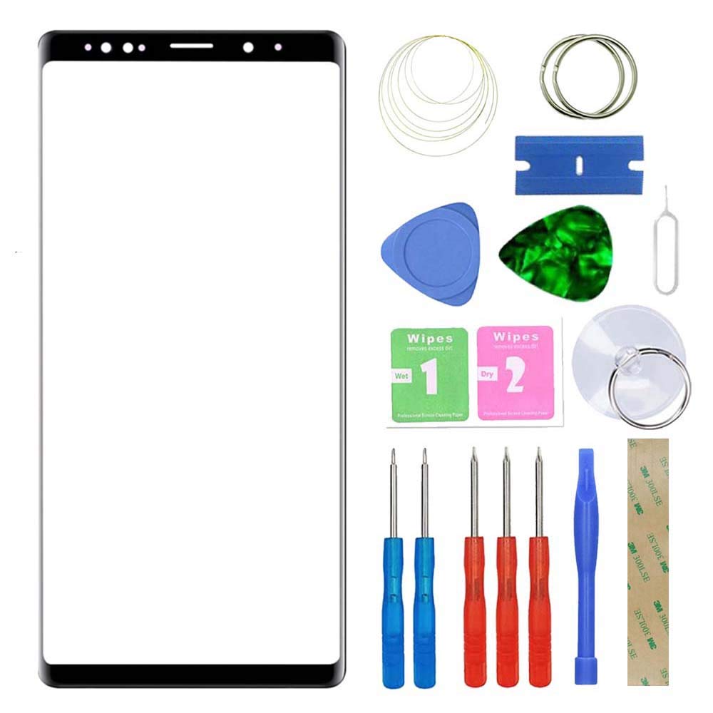 MovTEK Screen Replacement Front Glass Repair Kit Genuine for Samsung Galaxy Note 9 N960 (No Touch and LCD Display) with Separation Tool and 3M adhesive Black