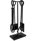 Charles Bentley Fireside Companion Set Black Matte Iron Poker Tongs Shovel view 3