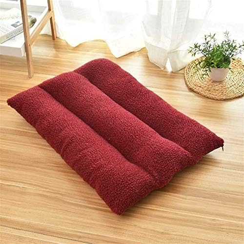 Vioaplem Short Plush Dog Bed Cuddly Cosy Bed Sofa Pets House Mat Kitten Bed Washable (Color : Red, Size : M-70 * 55 * 12cm)