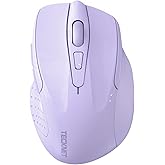 TECKNET Wireless Mouse (2.4G & BT5.0/3.0) Silent 4800 DPI Computer USB A & Bluetooth Mouse 6 Buttons, Wide Compatibility - La