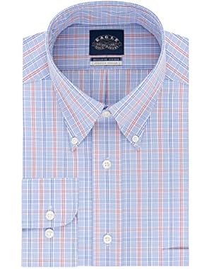 Men's Non Iron Stretch Collar Regular Fit Multi Plaid Dress Shirt