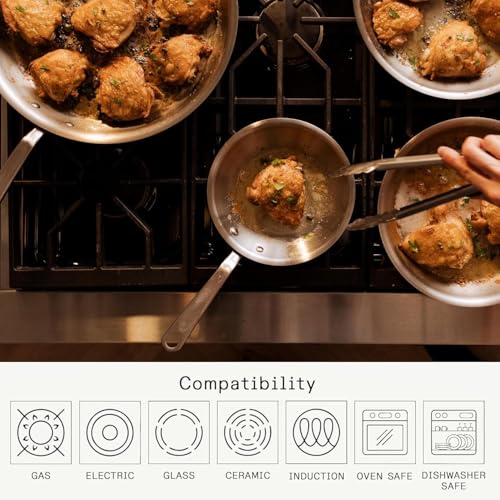 Made In Cookware - 3-Piece (Includes 8",10",12") Stainless Frying Pan Set - 5 Ply Stainless Clad - Professional Cookware - Made in Italy - Induction Compatible