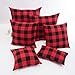 4TH Emotion Set of 2 Christmas Buffalo Check Plaid Throw Pillow Covers Cushion Case Polyester for Farmhouse Home Decor Red and Black, 20 x 20 Inches