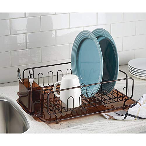 mDesign Large Modern Metal Wire Kitchen Dish Drainer Drying Rack