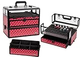 Seya Professional 45 Nail Polish Clear Panel Makeup Artist Organizer Cosmetic Case w/ Slide Out Drawer (Hot Pink Diamond)