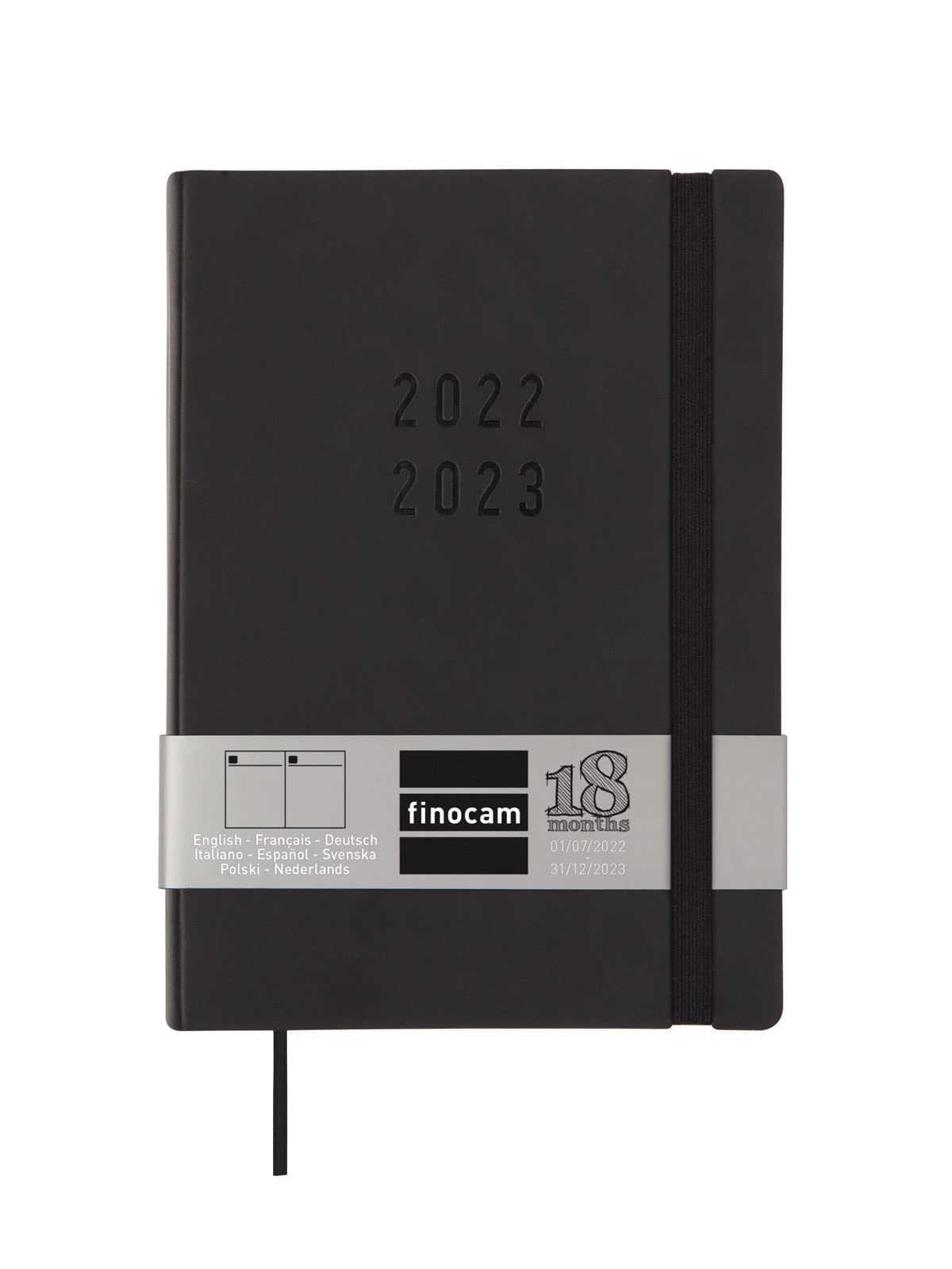 Finocam - Diary 2022 2023 Mara 18 Months 1 Day per Page July 2022 to December 2023 (18 Months) Black International