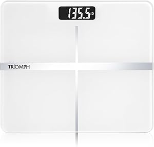 Triomph Precision Digital Body Weight Bathroom Scale with Backlit Display, Step-On Technology, 400 lbs Capacity and Accurate Weight Measurements, White