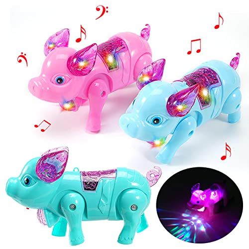 XUEKUN My Pet Pig Electric Walking Singing Musical Light Up Pig Toy