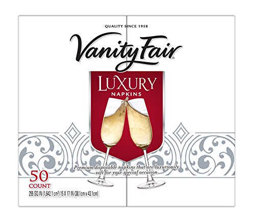 Vanity Fair Luxury Dinner Napkins, 50 Count Paper Napkins with Diamond Scrollwork Design