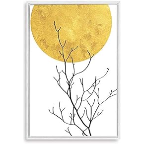 Framed Canvas Home Artwork Decoration Nordic Style Moon Canvas Wall Art for Living Room, Bedroom - 16x24 inches