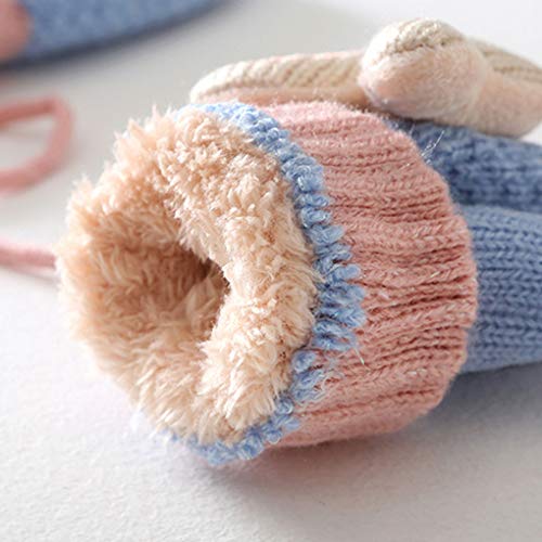 Toddler Baby Knitted Gloves Cute Winter Fleece Ski Mittens Xmas Gift for Kids