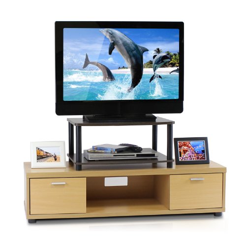 Furinno TurnNTube No Tools 2Tier Elevated TV Stand, Plastic Round