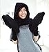 Tonwhar Womens Cute Winter Thick Warm Long Hooded Scarf with Mittens (Black)