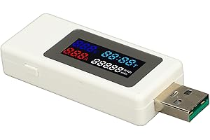 Alomejor USB Tester Multimeter HD Color Screen Real Time Display 6 in 1 Multifunction Power Meter for Tech Enthusiasts ABS Ma