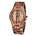 BEWELL Coffee Color Maple Wooden Men watches Quartz Analog Watch With Calendar (zebra brown)