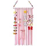 Hair Clips Holder, Girls Women Fringe Hair Bows Headband Storage Organizer (Pink)