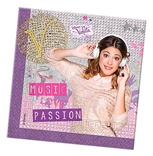 Procos Violetta 85278 Serviettes, Pack of 20, Size 33 x 33 cm, Mouth Cloth, Children's Birthday, Party Tableware, Table Decoration