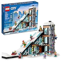 LEGO City Ski and Climbing Center Building Toy Set, 3-Level Building with a Ski Slope, 8 Minifigures and 2 Animal Figures for Imaginative Winter Sports Play, Fun Gift Idea for Kids and Ski Fans, 60366