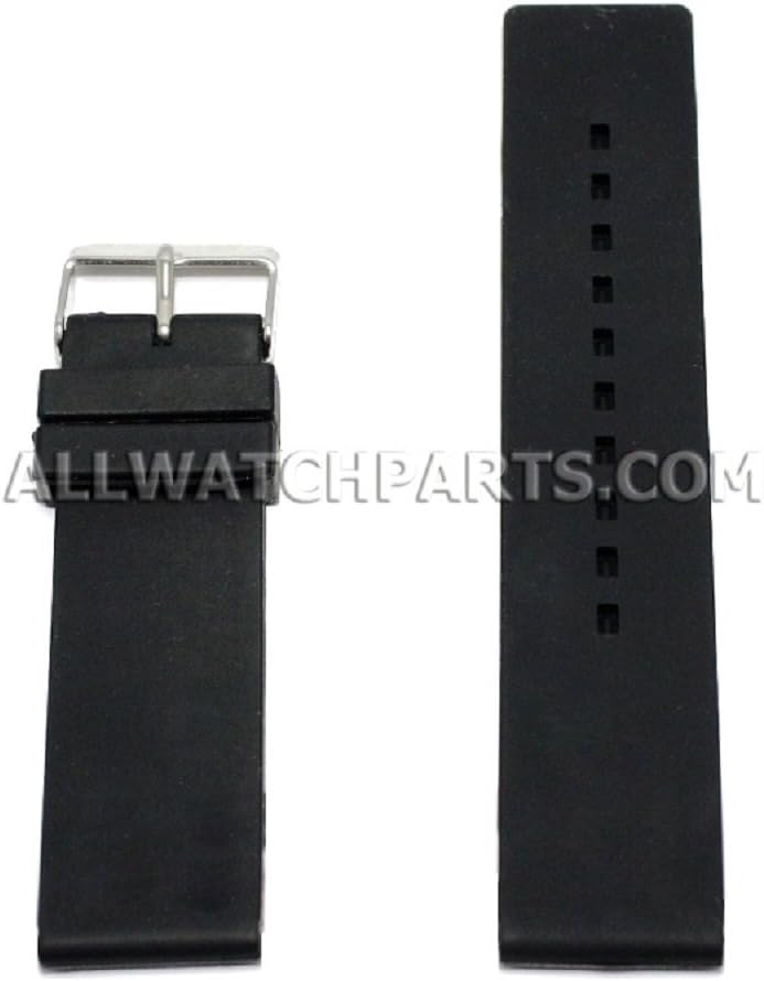 16mm Flat Black Silicone Rubber Watch Strap