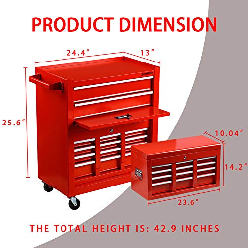 image for INTERGREAT Metal Tools Chest Cabinet for Garage Rolling Toolbox Chest 
