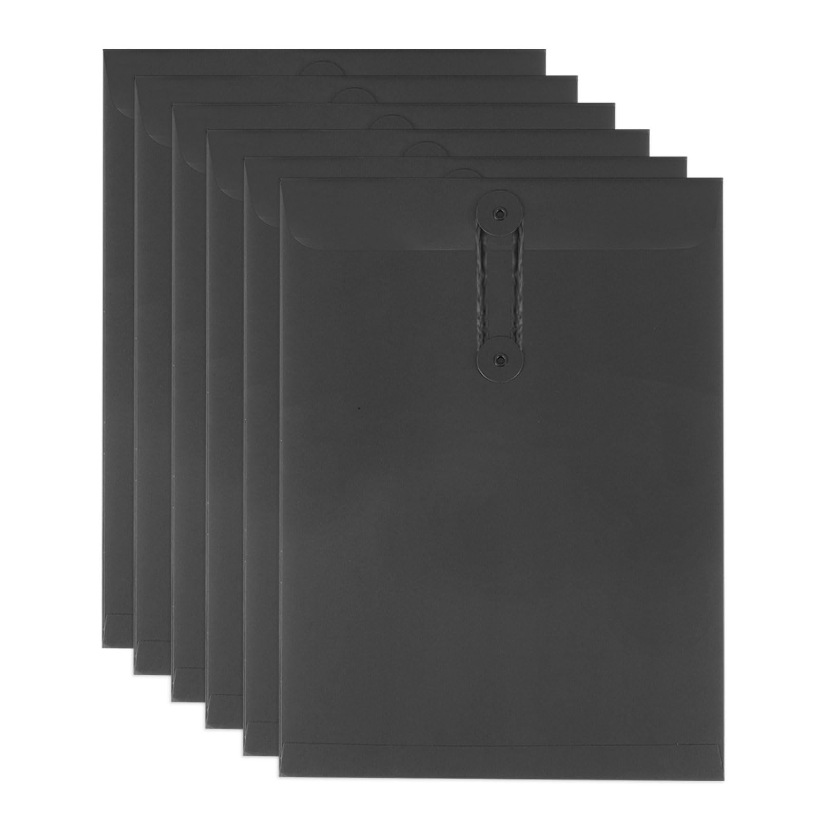 PATIKIL 6 Pcs Kraft Paper Envelope with String Tie Closure, A4 Vintage Envelopes File Folder Bag for Office Business Home Card Storage Document Organize, Black